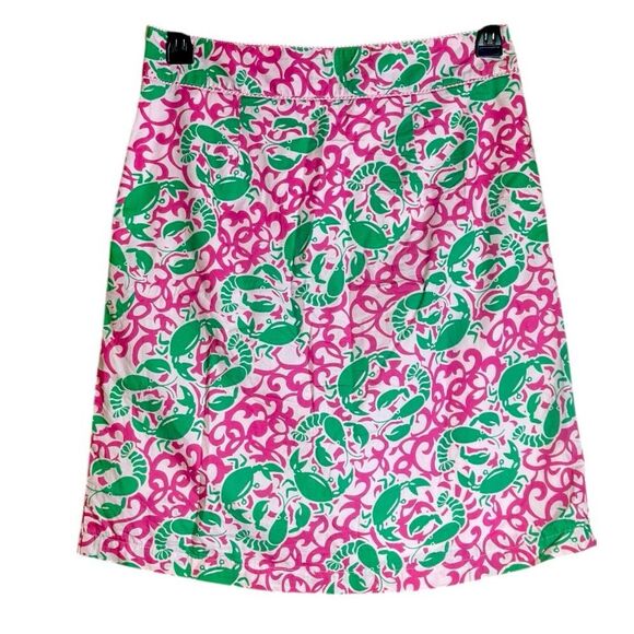 L.L. Bean Vintage Pink and Green Lobster Crab Skirt Size 6 📦 - Picture 2 of 7